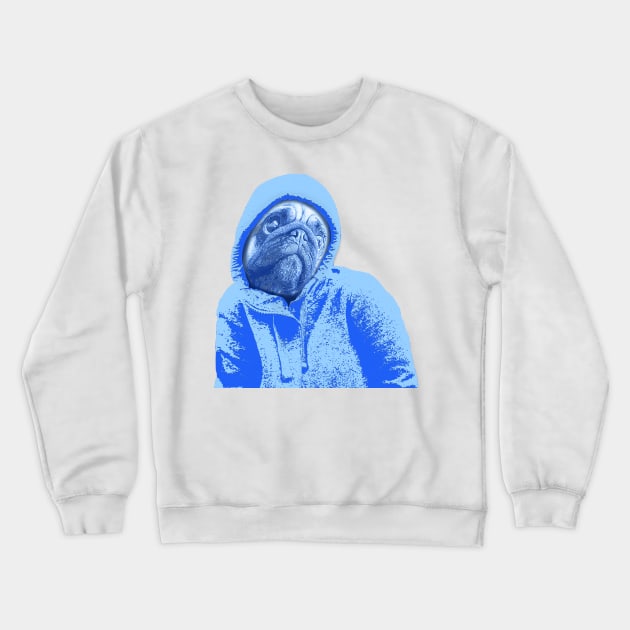 Pug as a Thug, Dog in a Hoodie Crewneck Sweatshirt by McNutt